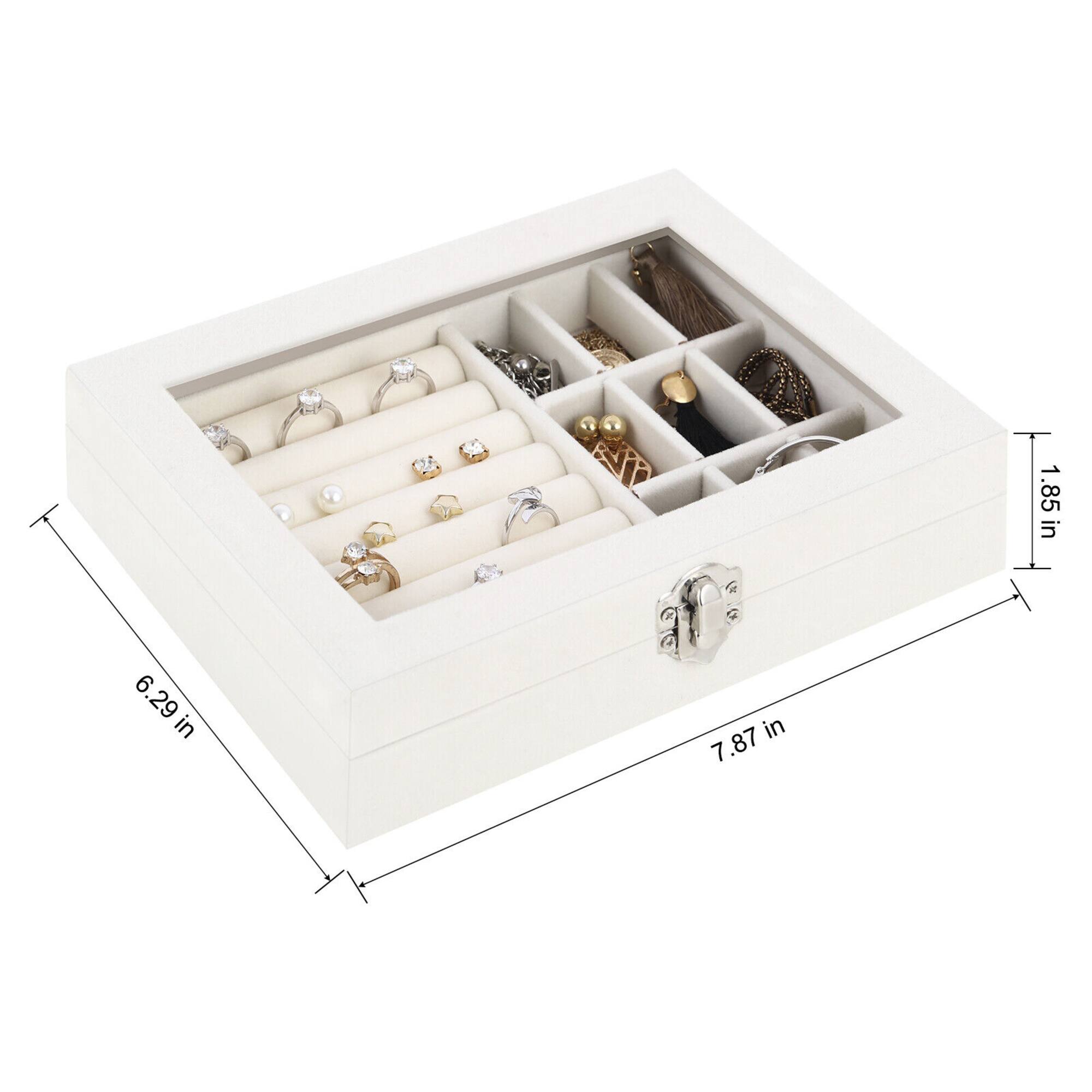 NEX™ 8" White Velvet Jewelry Organizer For Earring and Rings